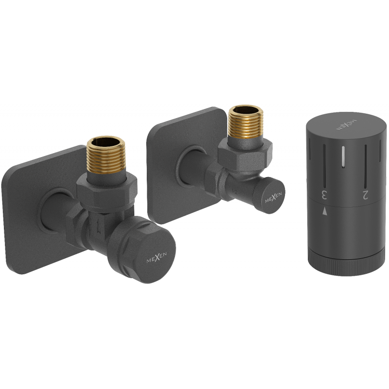 Mexen G05 Eck-Thermostatventil-Set mit S-Abdeckung, Anthrazit - W901-958-909-66