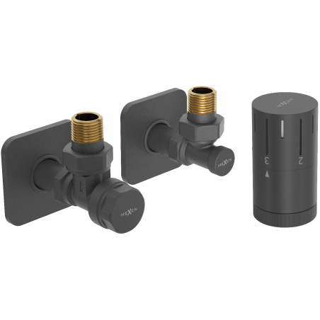 Mexen G05 Eck-Thermostatventil-Set mit S-Abdeckung, Anthrazit - W901-958-909-66