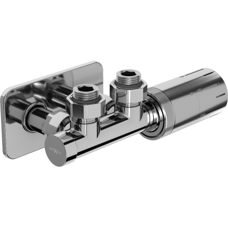 Mexen G05 Eck-Thermostatset mit S-Abdeckung, Duplex, DN50, Chrom - W907-958-910-01