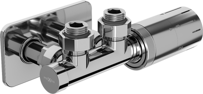 Mexen G05 Eck-Thermostatset mit S-Abdeckung, Duplex, DN50, Chrom - W907-958-910-01