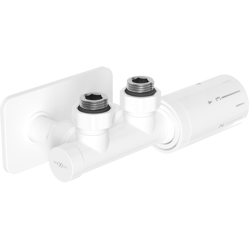 Mexen G05 Winkelförmiges Thermostat-Set mit Abdeckung S, Duplex, DN50, weiß - W907-958-910-20