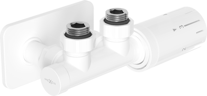 Mexen G05 Winkelförmiges Thermostat-Set mit Abdeckung S, Duplex, DN50, weiß - W907-958-910-20