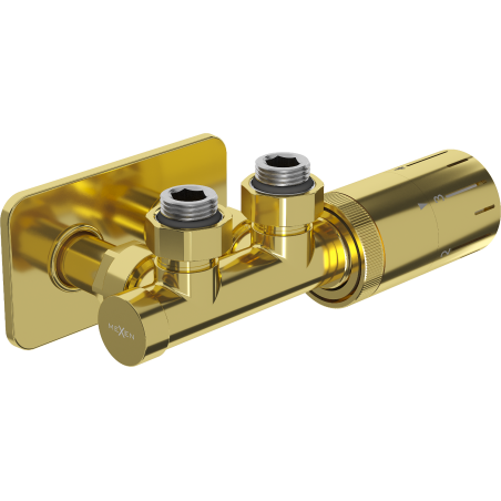 Mexen G05 thermostatisches Eckventil-Set mit S-Abdeckung, Duplex, DN50, gold - W907-958-910-50