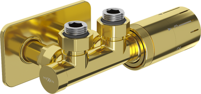 Mexen G05 thermostatisches Eckventil-Set mit S-Abdeckung, Duplex, DN50, gold - W907-958-910-50