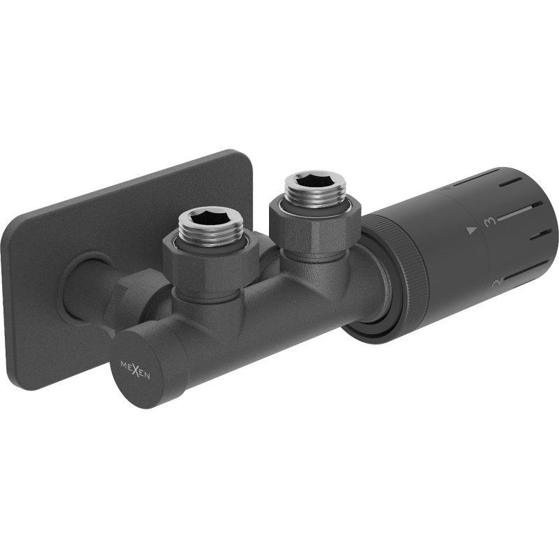 Mexen G05 Thermostat-Sets mit Eckventil und Abdeckung S, Duplex, DN50, Anthrazit - W907-958-910-66