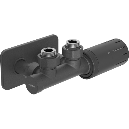 Mexen G05 Thermostat-Sets mit Eckventil und Abdeckung S, Duplex, DN50, Anthrazit - W907-958-910-66