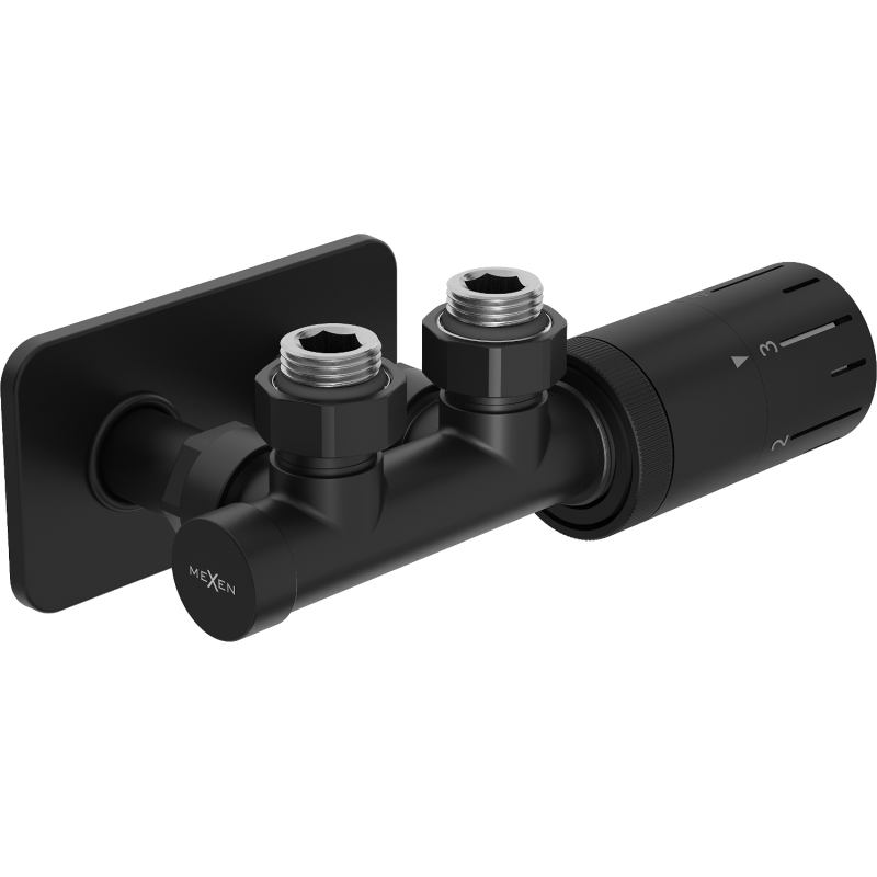 Mexen G05 thermostatisches Eck-Set mit S-Abdeckung, Duplex, DN50, schwarz - W907-958-910-70