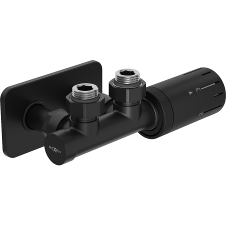 Mexen G05 thermostatisches Eck-Set mit S-Abdeckung, Duplex, DN50, schwarz - W907-958-910-70