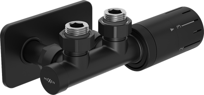 Mexen G05 Thermostat-Winkelset mit Abdeckplatte S, Duplex, DN50, schwarz - W907-958-910-70