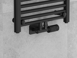 Mexen G05 Thermostat-Winkelset mit Abdeckplatte S, Duplex, DN50, schwarz - W907-958-910-70