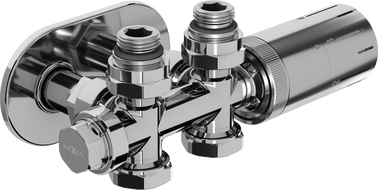 Mexen G05 Thermostat-Set Winkel-/Gerade mit Abdeckung S, Duplex, DN50, Chrom - W908-958-910-01
