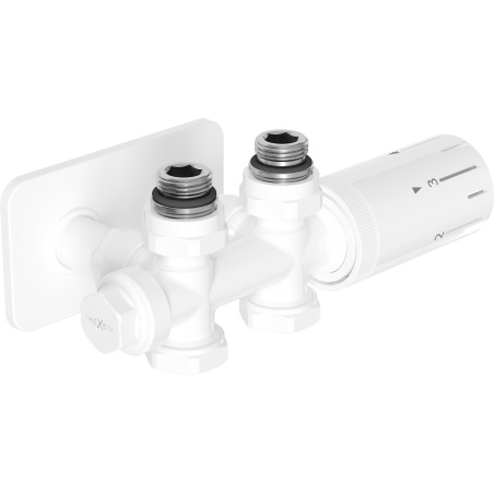 Mexen G05 Thermostatset Winkel/Gerade mit Abdeckung S, Duplex, DN50, weiß - W908-958-910-20