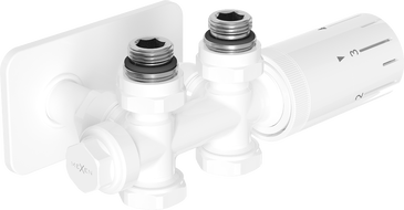 Mexen G05 Thermostatset Winkel/Gerade mit Abdeckung S, Duplex, DN50, weiß - W908-958-910-20