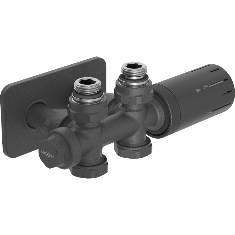 Mexen G05 Thermostat-Set, Eck-/Geradausführung mit Verkleidung S, Duplex, DN50, Anthrazit - W908-958-910-66