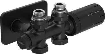 Mexen G05 Thermostat-Set, Winkel-/Geradform mit Abdeckung S, Duplex, DN50, schwarz - W908-958-910-70