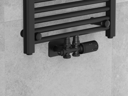 Mexen G05 Thermostat-Set, Winkel-/Geradform mit Abdeckung S, Duplex, DN50, schwarz - W908-958-910-70