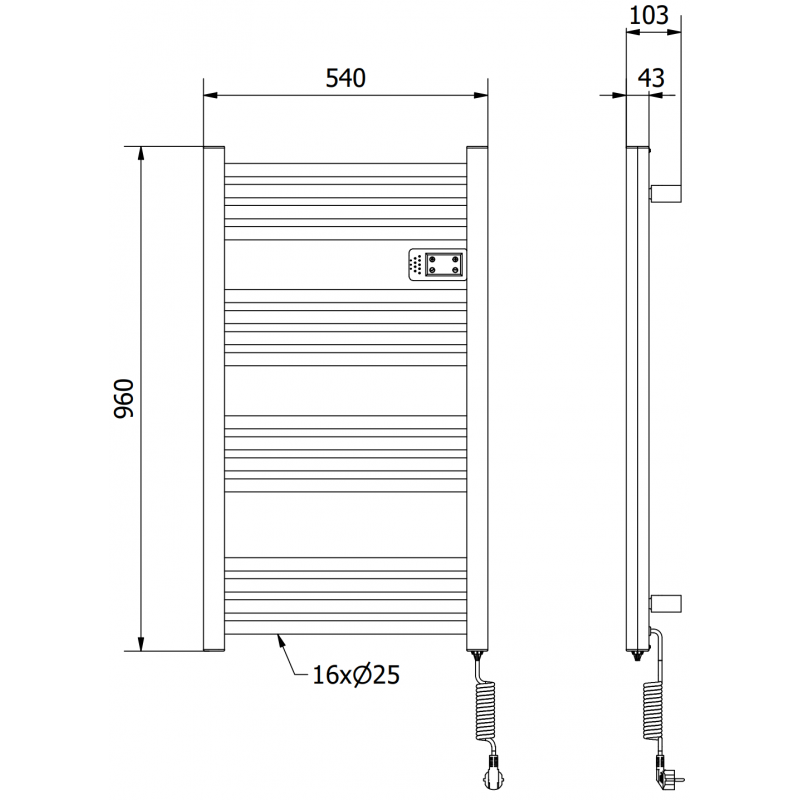 Mexen Aran elektrischer Heizkörper 960 x 500 mm, 500 W, weiß - W306-0960-540-00-20