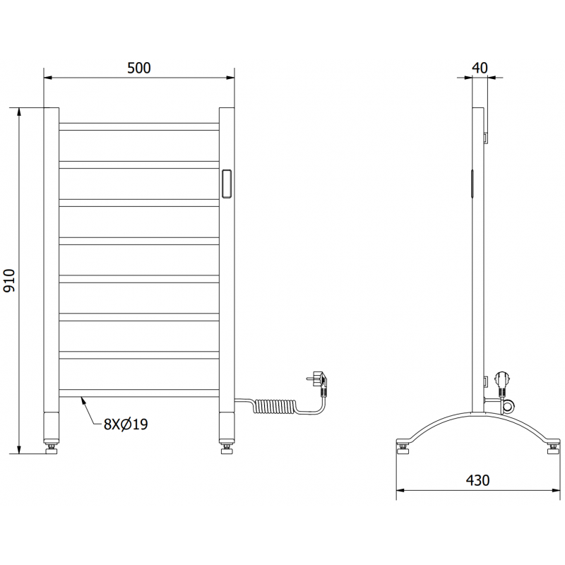 Mexen Oso elektrische Heizung 2-in-1 stehend 910 x 500 mm, 200 W, weiß - W304-0910-500-00-20