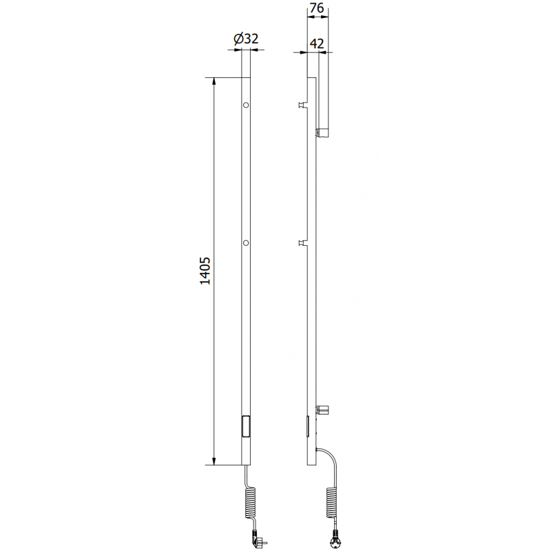 Mexen Pino elektrischer Heizkörper mit Handtuchhaltern 1405 x 32 mm, 75 W, weiß - W301-1405-032-00-20