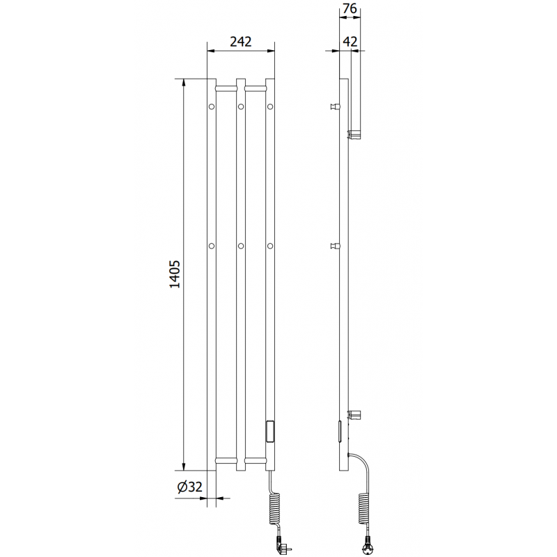 Mexen Pino Elektroheizkörper mit Handtuchhaltern 1405 x 242 mm, 200 W, weiß - W301-1405-242-00-20