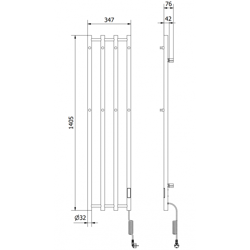 Mexen Pino elektrischer Heizkörper mit Handtuchhaltern 1405 x 347 mm, 250 W, weiß - W301-1405-347-00-20