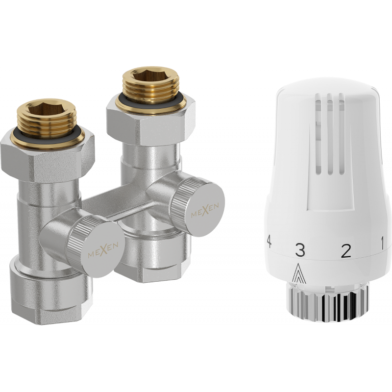 Mexen G01 thermostatisches Set zweirohrig DN50, gerade 1/2"x16 mm, Nickel - W912-016-918-01