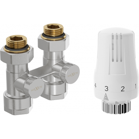 Mexen G01 thermostatisches Set zweirohrig DN50, gerade 1/2"x16 mm, Nickel - W912-016-918-01