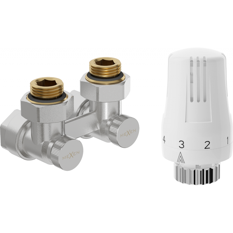 Mexen G01 thermostatisches Zweirohr-Set DN50, Winkel 1/2"x16 mm, Nickel - W911-016-918-01