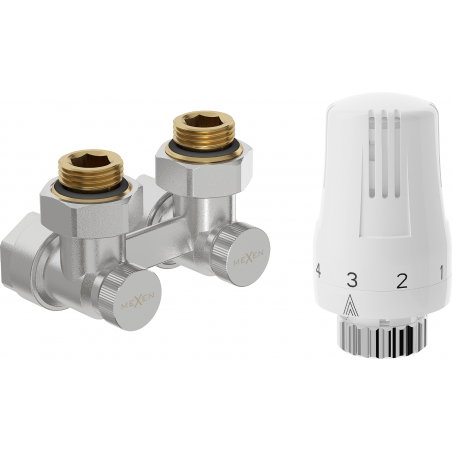 Mexen G01 thermostatisches Zweirohr-Set DN50, Winkel 1/2"x16 mm, Nickel - W911-016-918-01