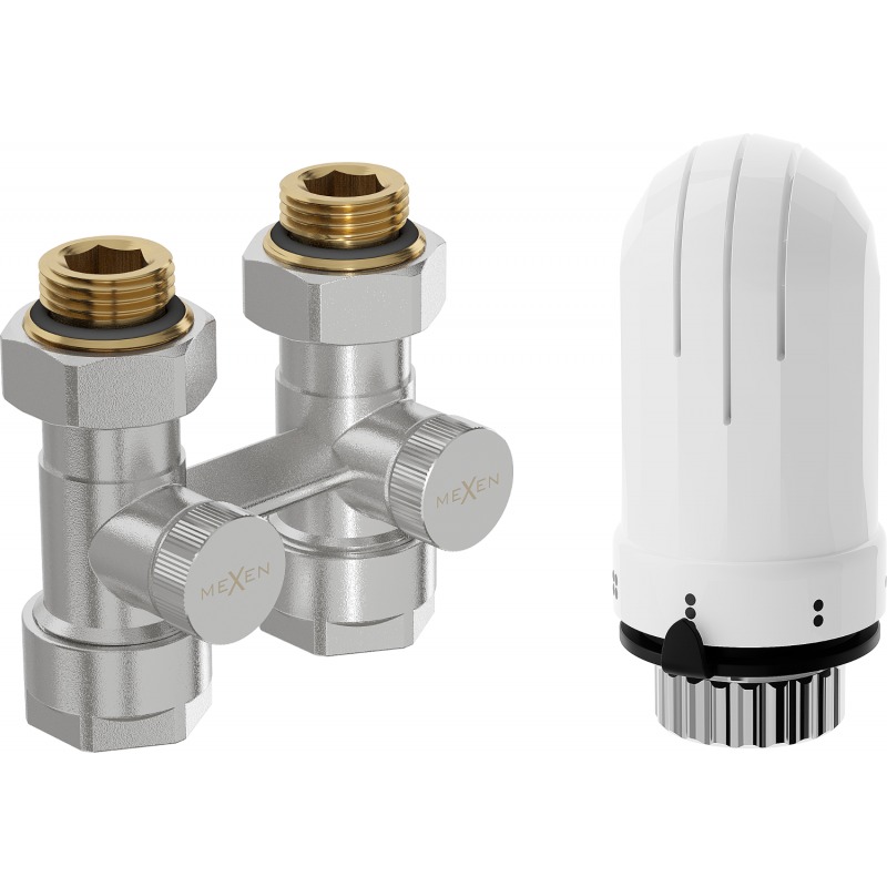 Mexen G03 Thermostat-Set Zweirohr DN50, gerade 1/2"x16 mm, Nickel - W912-016-938-01