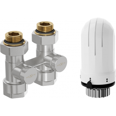 Mexen G03 Thermostat-Set Zweirohr DN50, gerade 1/2"x16 mm, Nickel - W912-016-938-01