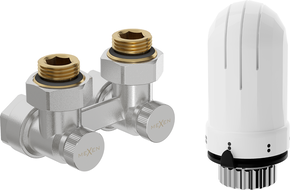 Mexen G03 thermostatisches Set, zweirohrig DN50, 1/2"x16 mm Eckventil, Nickel - W911-016-938-01