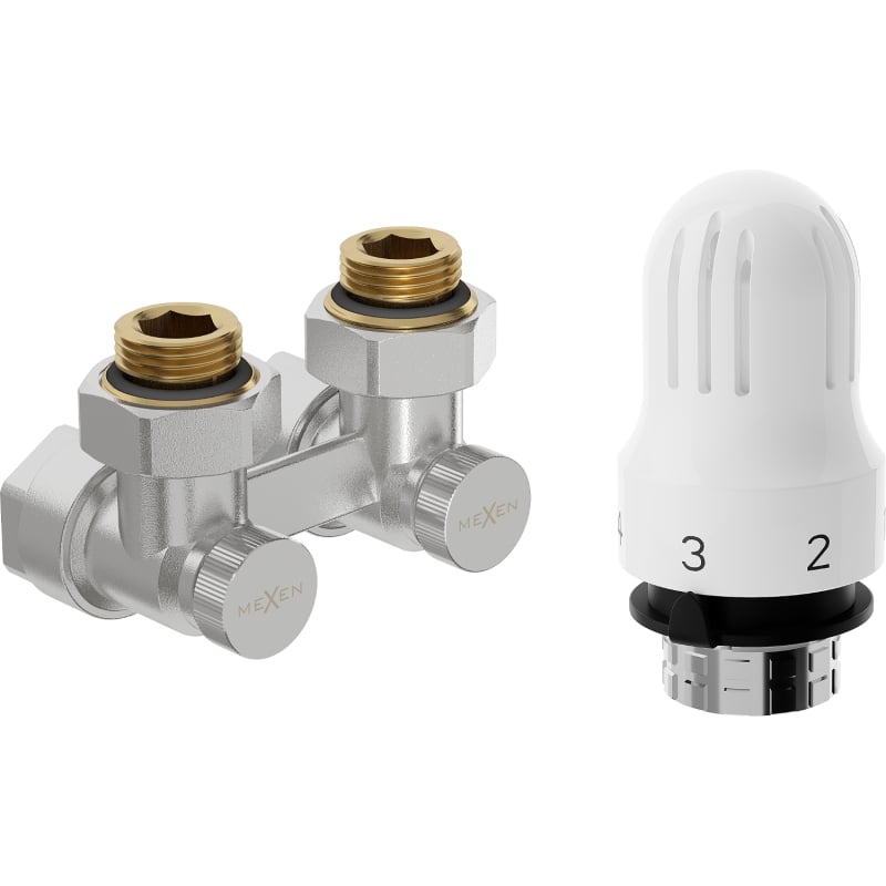 Mexen G04 thermostatisches Doppelrohr-Set DN50, Eckversion 1/2"x16 mm, Nickel - W911-016-948-01