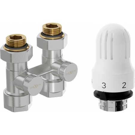 Mexen G04 Thermostatset zweirohrig DN50, gerade 1/2"x16 mm, Nickel - W912-016-948-01
