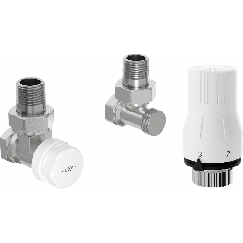 Mexen G02 Thermostat-Set, Winkelform, Nickel - W913-012-928-01