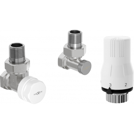 Mexen G02 Thermostat-Set, Winkelform, Nickel - W913-012-928-01