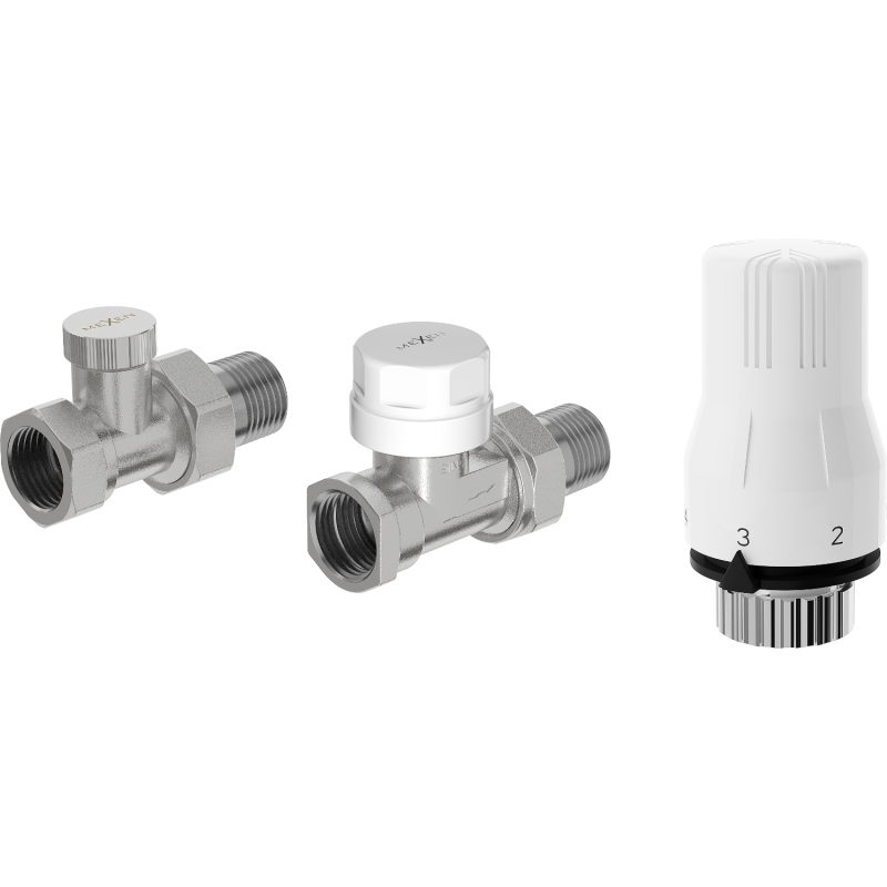 Mexen G02 Thermostat-Set gerade, Nickel - W914-012-928-01