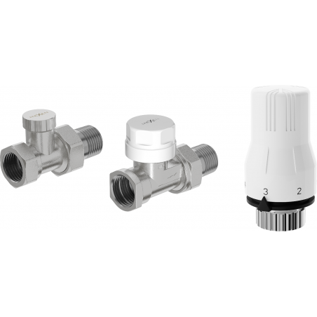 Mexen G02 Thermostat-Set gerade, Nickel - W914-012-928-01