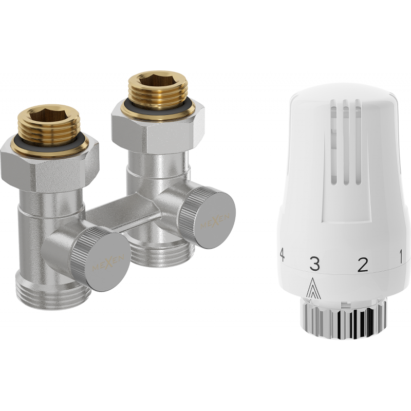 Mexen G01 thermostatisches Zweirohr-Set DN50, gerade 1/2"x3/4", Nickel - W912-012-918-01