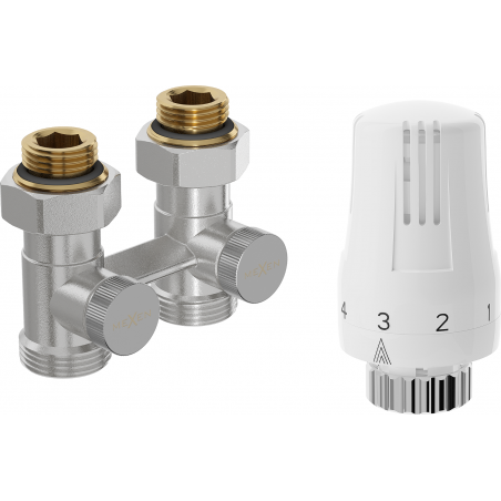 Mexen G01 thermostatisches Zweirohr-Set DN50, gerade 1/2"x3/4", Nickel - W912-012-918-01