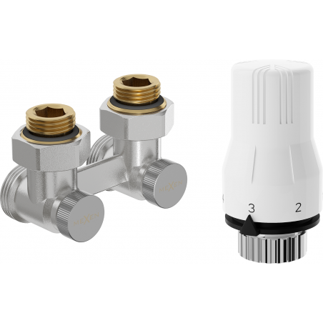 Mexen G02 thermostatisches Set DN50, 1/2"x3/4" Winkel, Nickel - W911-012-928-01