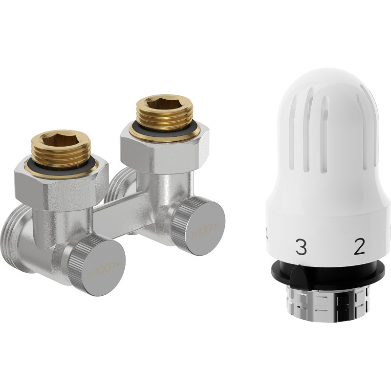 Mexen G04 thermostatisches Set DN50, Eckausführung 1/2"x3/4", Nickel - W911-012-948-01