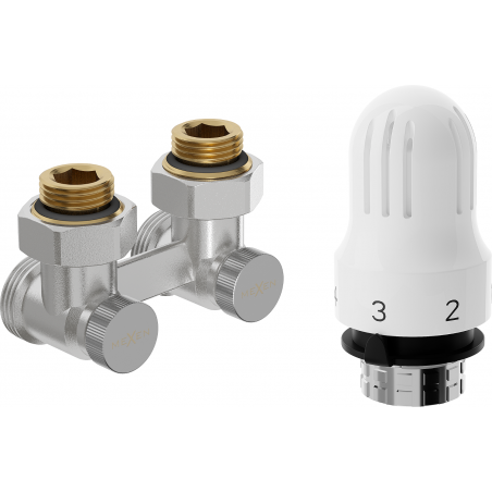 Mexen G04 thermostatisches Set DN50, Eckausführung 1/2"x3/4", Nickel - W911-012-948-01