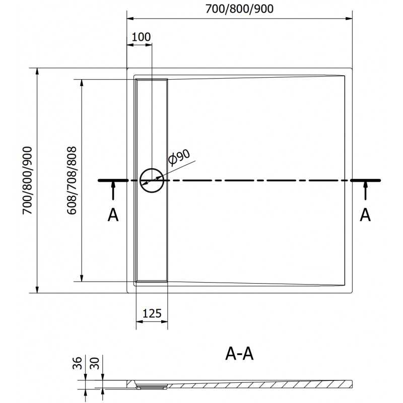 Mexen Amon Duschwanne quadratisch SMC 80 x 80 cm, weiß - 4F108080