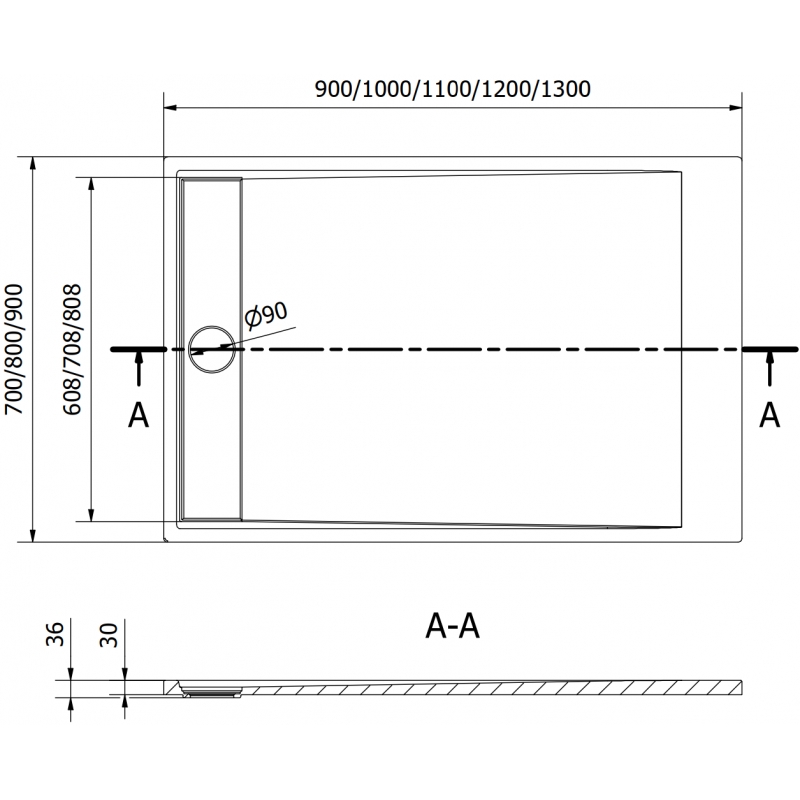 Mexen Amon rechteckige Duschwanne SMC 120 x 80 cm, schwarz - 4F708012