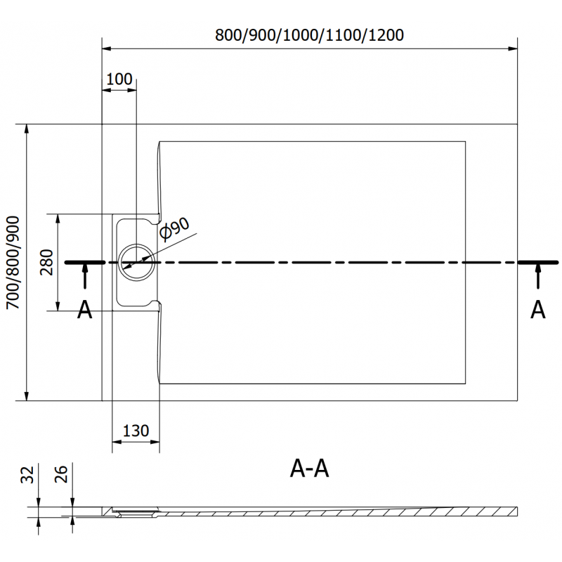Mexen Otto SMC Duschwanne rechteckig 100 x 80 cm, weiß - 4N108010