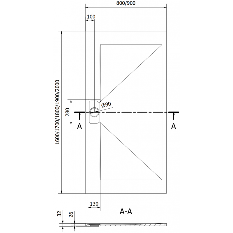 Mexen Egon rechteckige Duschwanne SMC 160 x 80 cm, weiß - 4R108016
