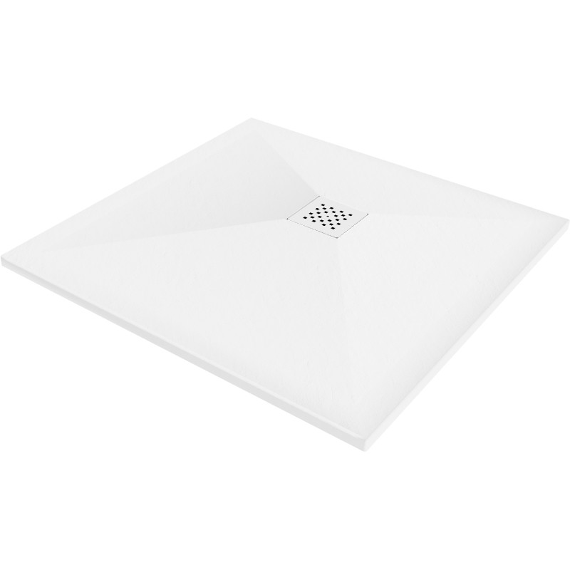 Mexen Stone+ quadratische Komposit-Duschwanne 80 x 80 cm, weiß, weiße Abdeckung - 44108080-W