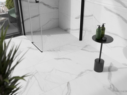 Mexen Stone+ quadratische Duschwanne aus Verbundwerkstoff 90 x 90 cm, weiß, weiße Abdeckung - 44109090-W