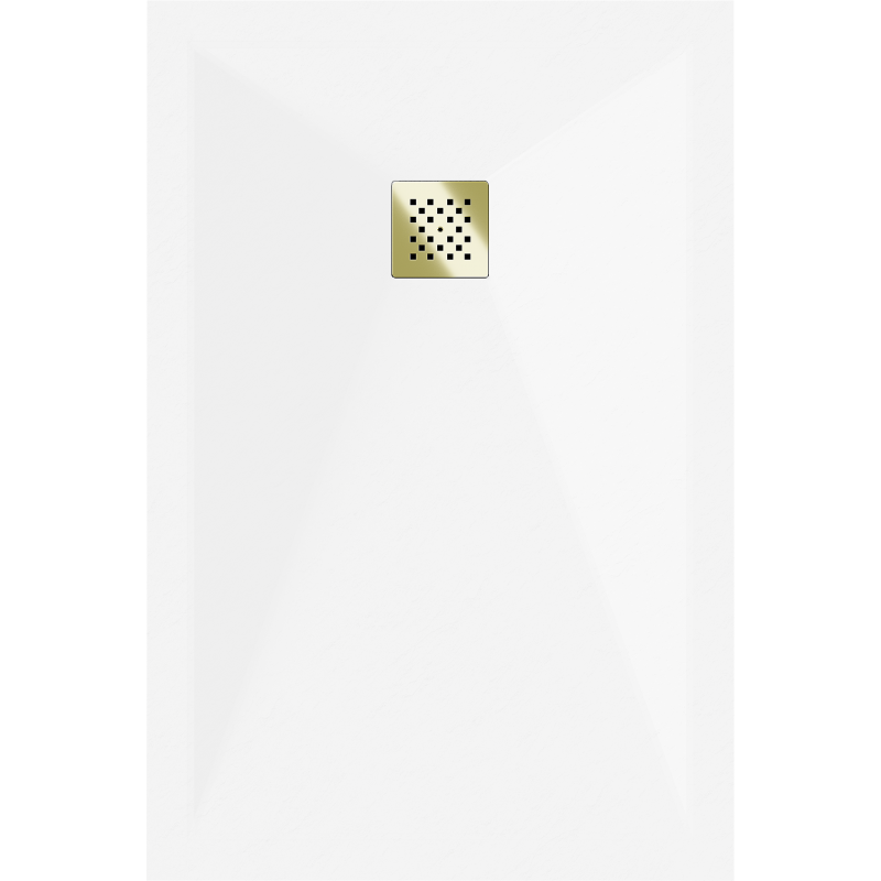 Mexen Stone+ quadratische Komposit-Duschwanne 140 x 100 cm, weiß, goldene Abdeckung - 44101014-G